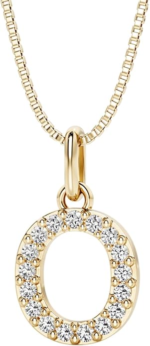 PEORA Letter A to Z Lab Grown Diamond Initial Pendant Necklace in Sterling Silver, F-G Color, VS Clarity, with 18 inch Chain