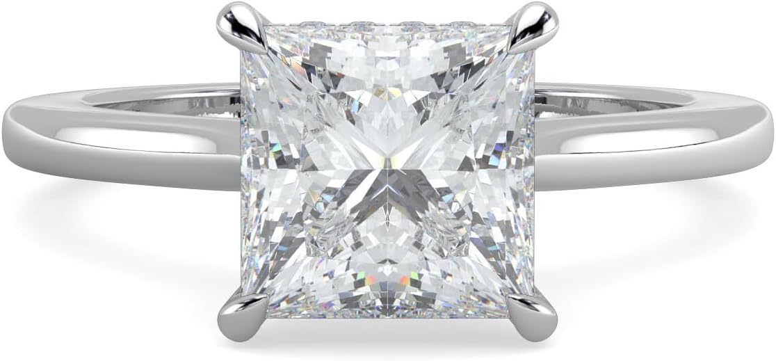 14K and 18K White Yellow and Rose Gold Lab Grown Diamond Solitaire Engagement Ring for Women, 4 Prong Rings for Wedding and Valentine Gift 1 to 2 Carat TW (Color E-F, Clarity VVS-VS)