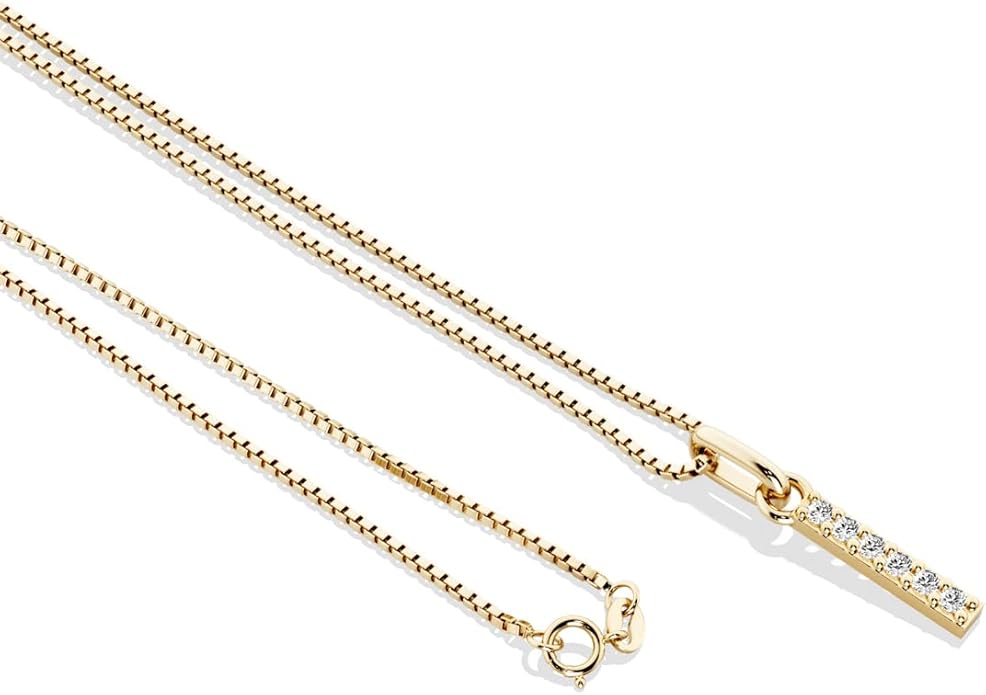 PEORA Letter A to Z Lab Grown Diamond Initial Pendant Necklace in Sterling Silver, F-G Color, VS Clarity, with 18 inch Chain