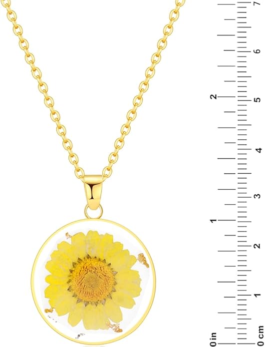 Forget-Me-Not and Queen Anne's Lace Pressed Wildflower Necklace | Birth Month Real Flower Necklace | Gold/Silver Pressed Flower Jewelry | Personalized Handmade Jewelry