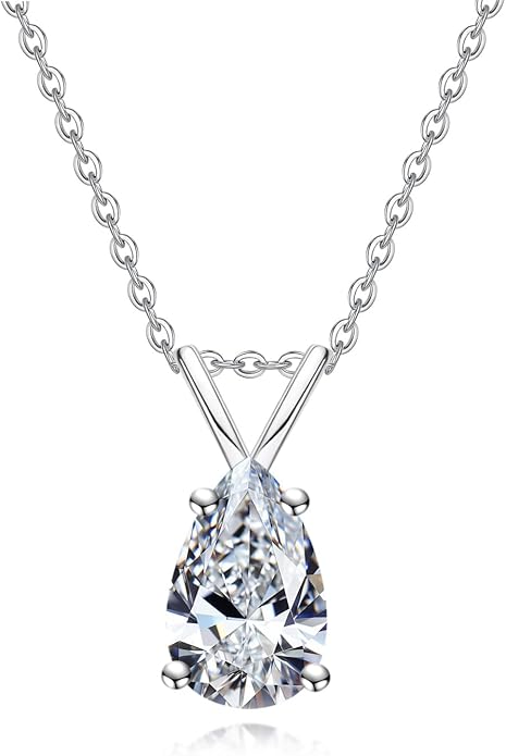 AnuClub Moissanite Pendant Necklace 2/3/4/5CT D Color VVS1 925 Sterling Silver Everyday Wear Necklace for Women Wife Her with Certificate, 40+2+3 Adjustable Chain