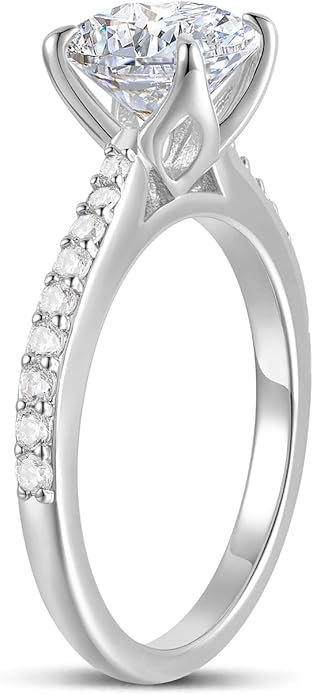 Round Cut 14K Gold Engagement Rings 2.0 CT Moissanite Solitaire Engagement Rings