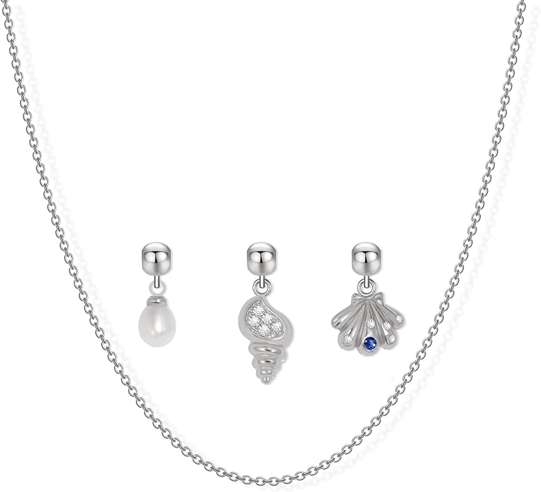 Summer Holiday Necklace,Dainty Chain, Charm Necklace For Women,Cute Cat Charm,Natural Pearls,18k Gold Plated,Choose Your Favorite Charm, Change Easily