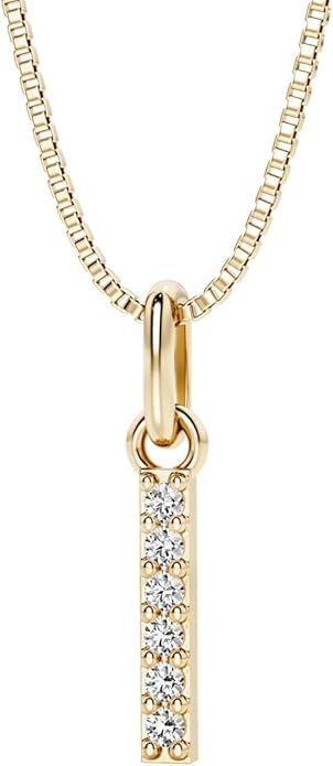 PEORA Letter A to Z Lab Grown Diamond Initial Pendant Necklace in Sterling Silver, F-G Color, VS Clarity, with 18 inch Chain