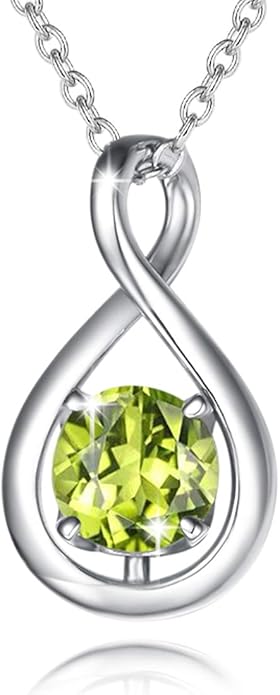 FANCIME Birthstone Necklaces for Women Fine Jewelry Sterling Silver Dainty Infinity Pendant Anniversary Birthday Christmas Gifts for Her Wife Mom Lady Daughter, Chain 16"+2" Extend