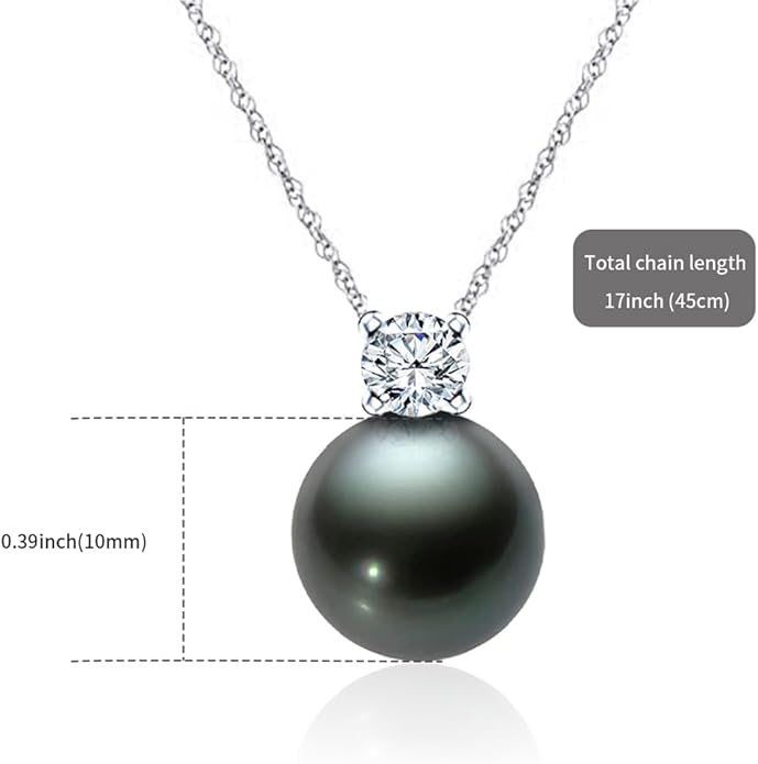 Gifts for Women-Tahitian-Black-Pearl-Necklace-Gift for Wife Wedding Birthday Anniversary-Mom Girlfriend Her Mothers Day Valentines Day Christmas-18K Gold Plated Sterling Silver Pearl Pendant NO014