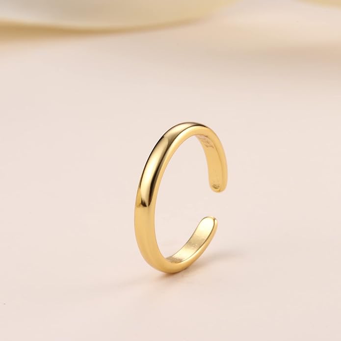 HAIAISO 14k Gold Filled Toe Rings Adjustable Toe Ring for Women Thin Toe Rings Open Band Toe Ring Summer Beach Foot Jewelry Set