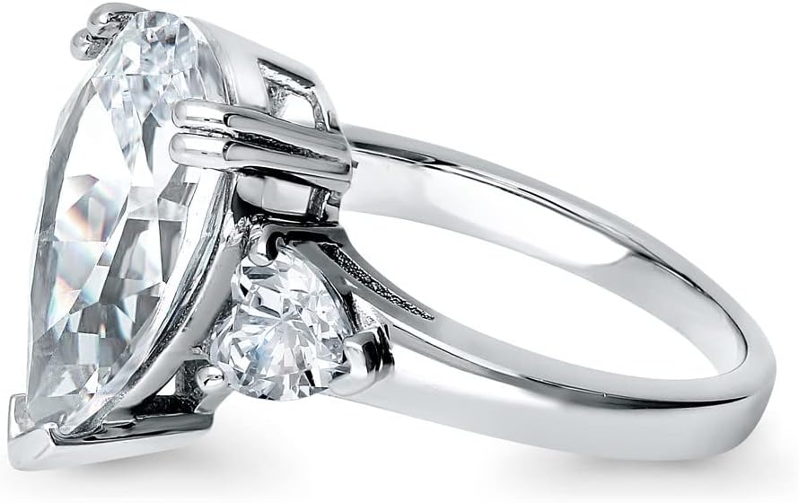 BERRICLE Sterling Silver CZ 3-Stone Solitaire Wedding Engagement Rings for Women, Cubic Zirconia Ring - Asscher, Cushion, Emerald, Pear, Round Cut - Canary Yellow, Green, Amethyst Purple Colors