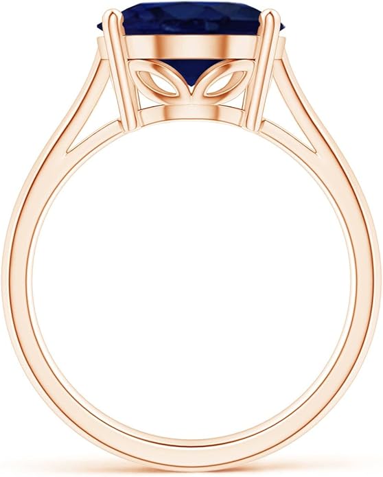 Angara Natural Blue Sapphire Solitaire Engagement Ring for Women | Oval Shape Blue Sapphire Ring in 14K Solid Gold/Sterling Silver/Platinum | September Birthday, Gemstone Jewellery Gift