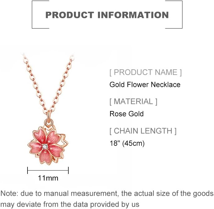 14K Women Gold Flower Chain Necklace,Dainty Sakura Floral Pendant Necklace with Moissanite Diamond,Gift for Mom, Wife, Girlfriend