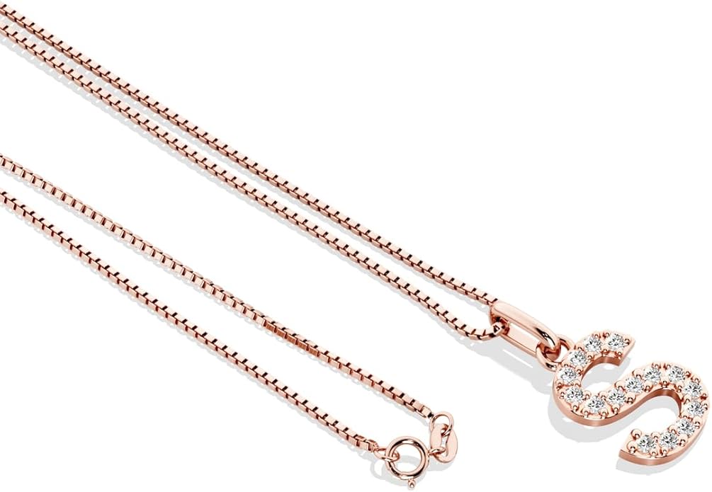 PEORA Letter A to Z Lab Grown Diamond Initial Pendant Necklace in Sterling Silver, F-G Color, VS Clarity, with 18 inch Chain