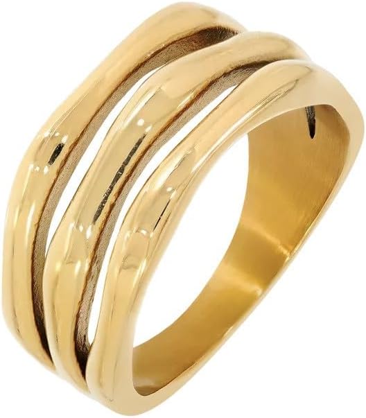 Hey Harper Gold Ring for Women - Gold Plated Stacking Waterproof & Sweatproof Jewerly Ring - Everday Non Tarnish Cute Fashion Circle Rings