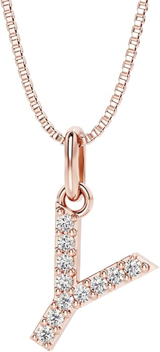 PEORA Letter A to Z Lab Grown Diamond Initial Pendant Necklace in Sterling Silver, F-G Color, VS Clarity, with 18 inch Chain
