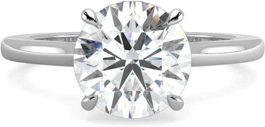 14K and 18K White Yellow and Rose Gold Lab Grown Diamond Solitaire Engagement Ring for Women, 4 Prong Rings for Wedding and Valentine Gift 1 to 2 Carat TW (Color E-F, Clarity VVS-VS)