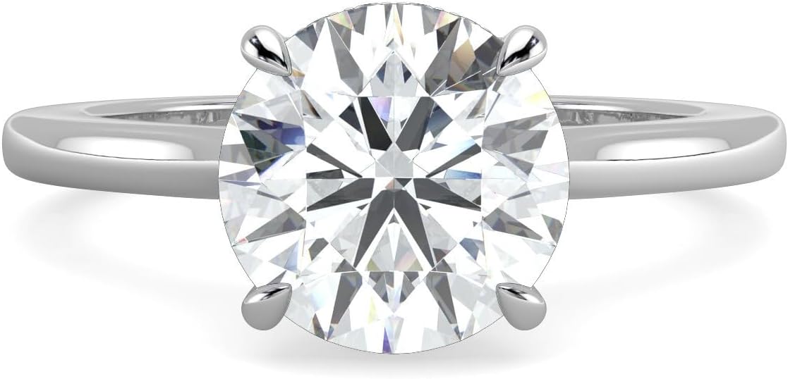 14K and 18K White Yellow and Rose Gold Lab Grown Diamond Solitaire Engagement Ring for Women, 4 Prong Rings for Wedding and Valentine Gift 1 to 2 Carat TW (Color E-F, Clarity VVS-VS)