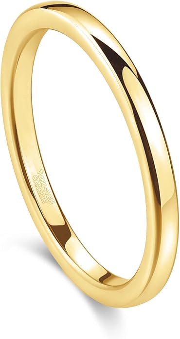 Greenpod 2mm 4mm 6mm Tungsten Wedding Bands Ring for Women Men Rose Gold/Silver/Gold/Black Polished Slim Engagement Promise Rings Comfort Fit Size 4-13