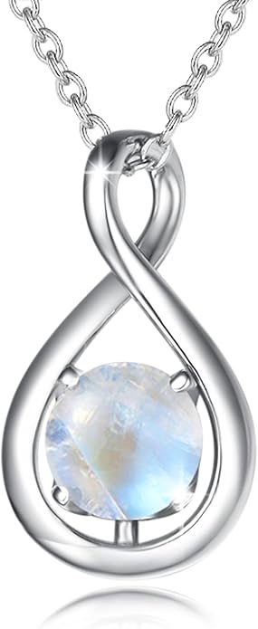 FANCIME Birthstone Necklaces for Women Fine Jewelry Sterling Silver Dainty Infinity Pendant Anniversary Birthday Christmas Gifts for Her Wife Mom Lady Daughter, Chain 16"+2" Extend
