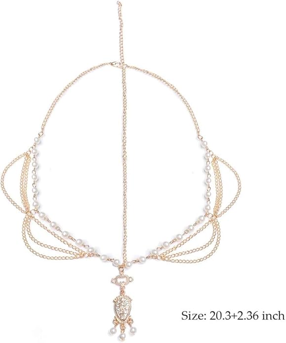 Boho Pearl Hair Chain Gold Tassel Headpiece Gypsy Festival Wedding Hair Accessories for Women