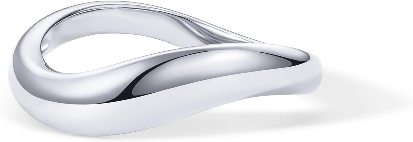 PAVOI 14K Gold Plated Wavy Stackable Ring for Women | Twisted Wave Band | Delicate Eternity Rings