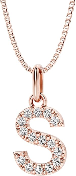 PEORA Letter A to Z Lab Grown Diamond Initial Pendant Necklace in Sterling Silver, F-G Color, VS Clarity, with 18 inch Chain