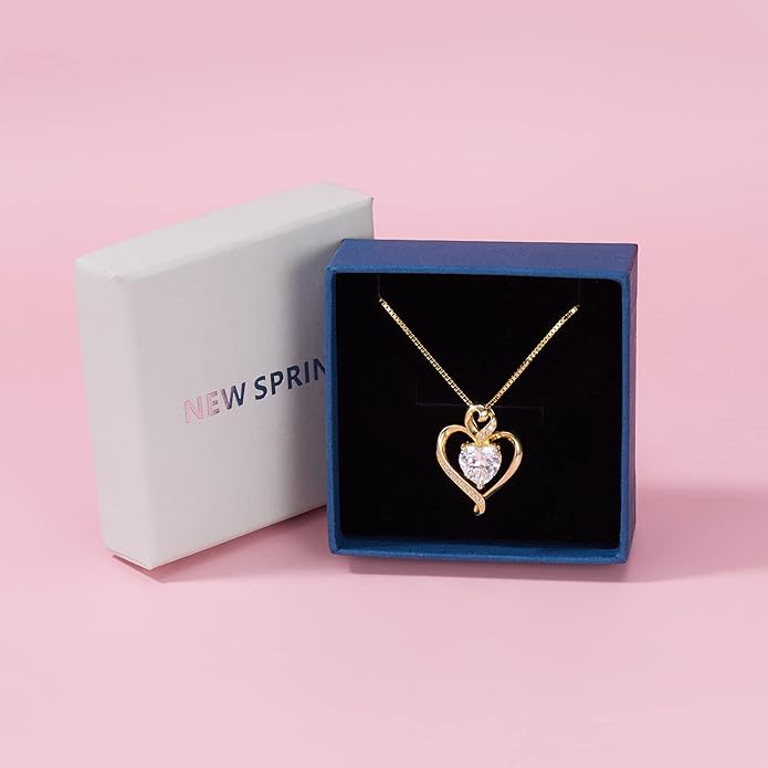 Heart Necklaces for Women 925 Sterling Silver Pendant Necklace Rose Gold Plated White Gold/14K Gold Plated Love Necklace for Her Girlfriend Wife Valentines Day Birthday Women Jewelry 18"+2"