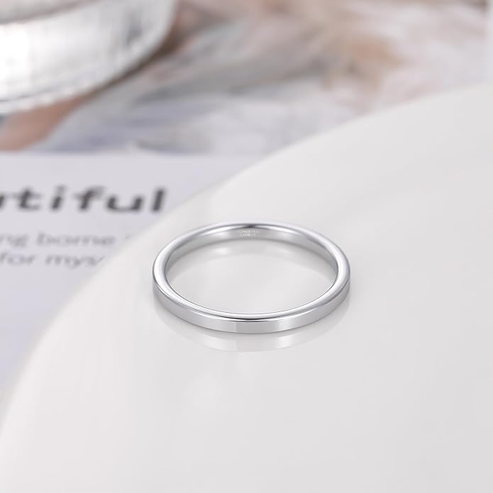 TRUMIUM 2mm 4mm 6mm Tungsten Rings for Women Men's Wedding Bands Gold Plated Beveled Edges Flat High Polished Comfort Fit Size 5-14