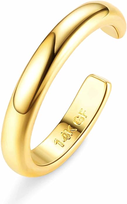 HAIAISO 14k Gold Filled Toe Rings Adjustable Toe Ring for Women Thin Toe Rings Open Band Toe Ring Summer Beach Foot Jewelry Set