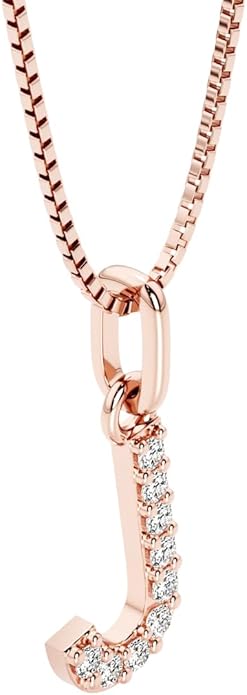 PEORA Letter A to Z Lab Grown Diamond Initial Pendant Necklace in Sterling Silver, F-G Color, VS Clarity, with 18 inch Chain