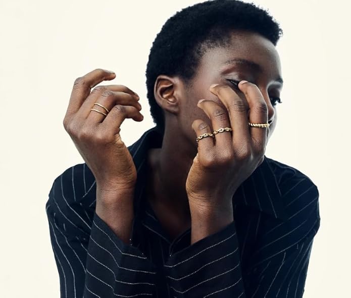 Hey Harper Gold Ring for Women - Gold Plated Stacking Waterproof & Sweatproof Jewerly Ring - Everday Non Tarnish Cute Fashion Circle Rings