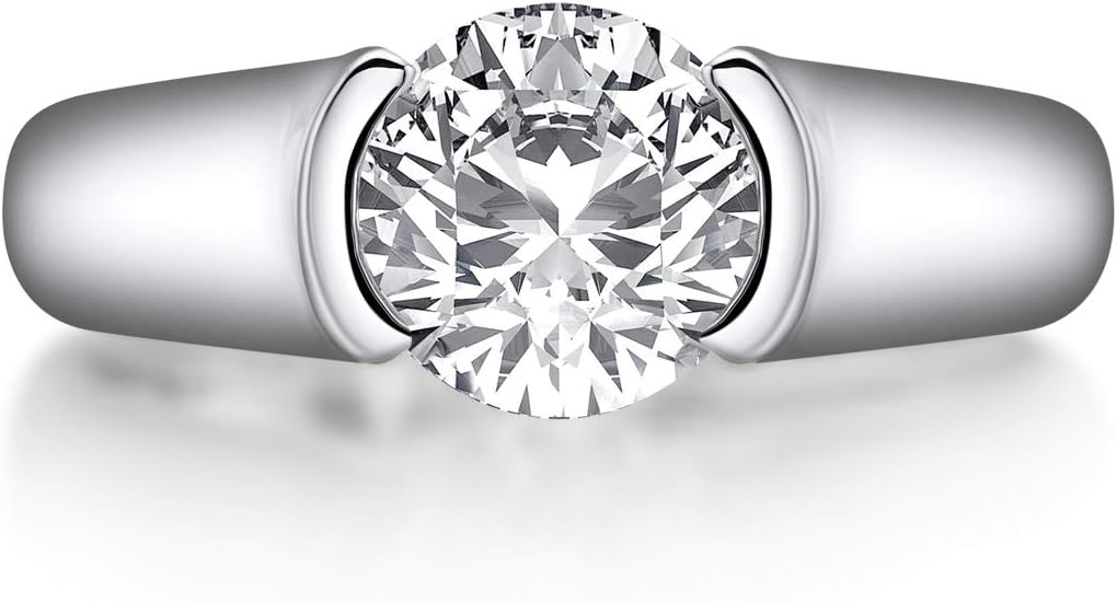 AINUOSHI 2.0 Carat Moissanite Ring, Wedding Ring, Made with Sterling Silver, Round Cut, Gift for Wedding, Engagement and Anniversary