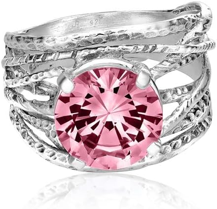 JEAN RACHEL JEWELRY 925 Sterling Silver Ring - Wrap Vintage Design with Prong Set Round Cubic Zirconia - Hypoallergenic, Lead & Nickel Free - Artisan Handcrafted Statement Rings for Women