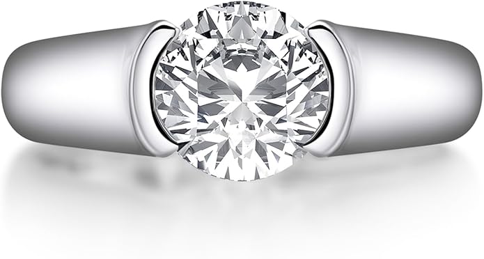 AINUOSHI 2.0 Carat Moissanite Ring, Wedding Ring, Made with Sterling Silver, Round Cut, Gift for Wedding, Engagement and Anniversary