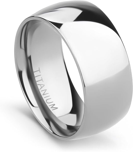 TIGRADE 2mm 4mm 6mm 8mm 10mm Titanium Ring Plain Dome High Polished Wedding Band Comfort Fit Size 3-15