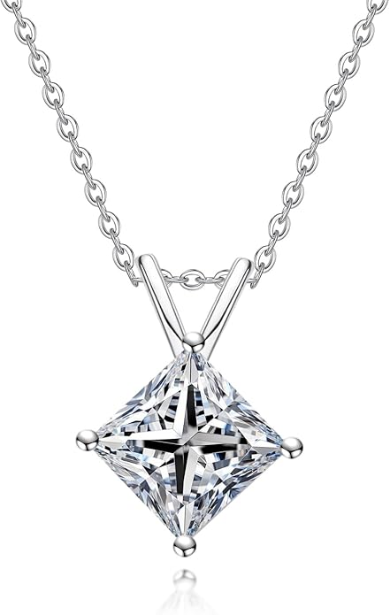 AnuClub Moissanite Pendant Necklace 2/3/4/5CT D Color VVS1 925 Sterling Silver Everyday Wear Necklace for Women Wife Her with Certificate, 40+2+3 Adjustable Chain