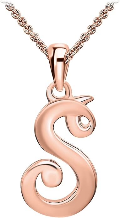 SEA OF ICE Letter Initial Necklace, Alphabet Letter Pendant Necklace, Sterling Silver, Gold, Rose Gold Necklace for Women, Elegant Initial Necklaces, Personalized Custom Women's Necklaces