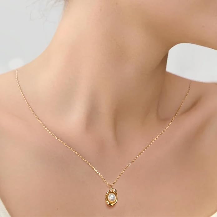 Pearl Necklaces for Women,Charm Choker Necklaces with Natural Freshwater Cultured Pearls,Dainty Pendants Necklaces Daily Wear or Fashion Gift for Women