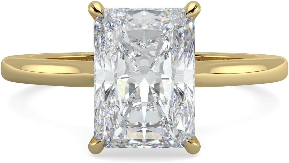 14K and 18K White Yellow and Rose Gold Lab Grown Diamond Solitaire Engagement Ring for Women, 4 Prong Rings for Wedding and Valentine Gift 1 to 2 Carat TW (Color E-F, Clarity VVS-VS)