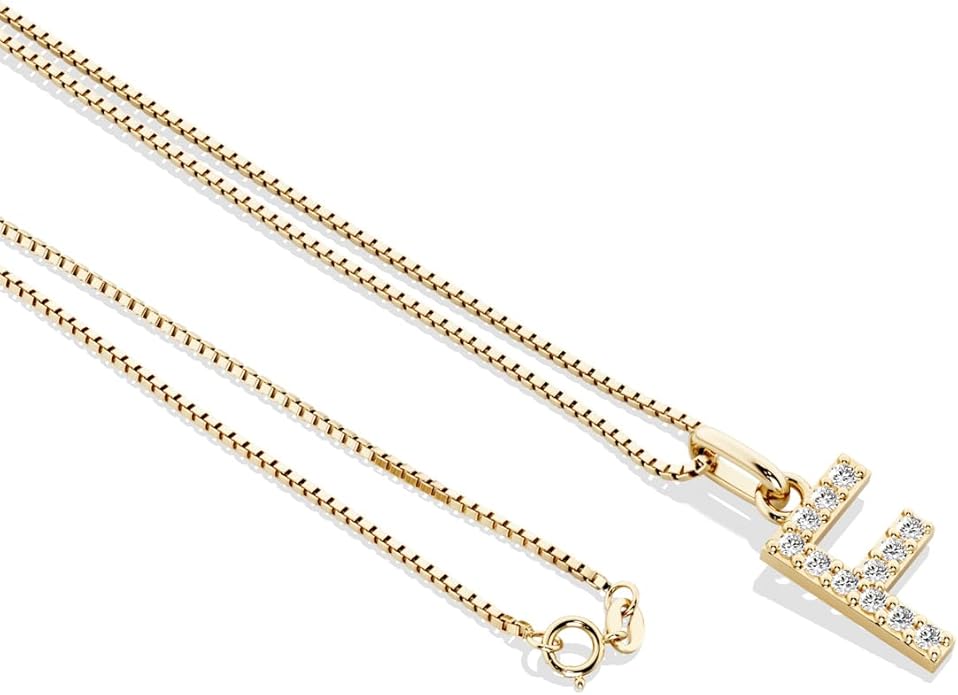 PEORA Letter A to Z Lab Grown Diamond Initial Pendant Necklace in Sterling Silver, F-G Color, VS Clarity, with 18 inch Chain