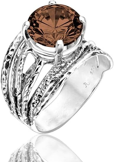 JEAN RACHEL JEWELRY 925 Sterling Silver Ring - Wrap Vintage Design with Prong Set Round Cubic Zirconia - Hypoallergenic, Lead & Nickel Free - Artisan Handcrafted Statement Rings for Women