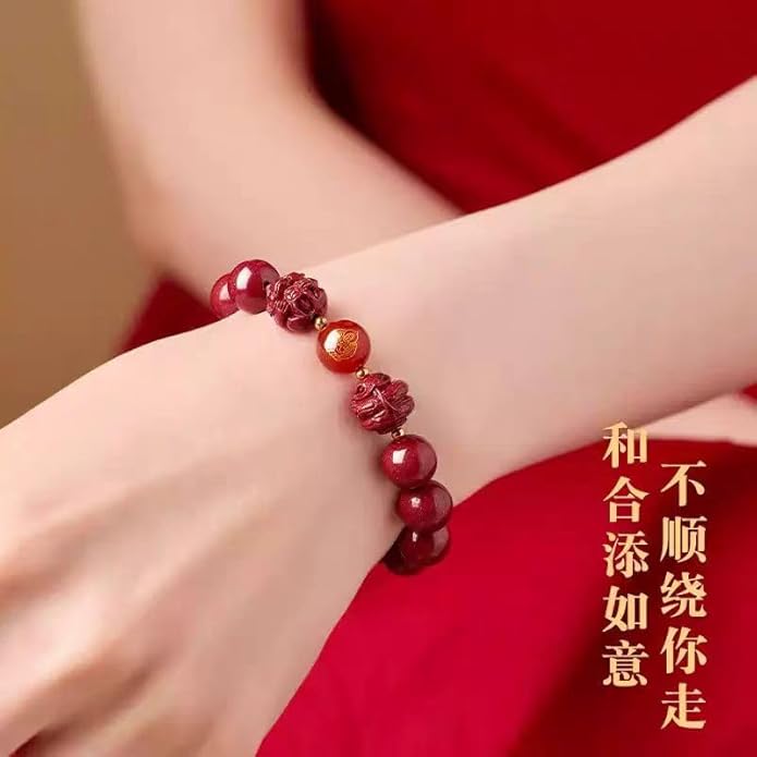 Feng Shui Triple Protection Bracelet for Women,Lucky Chinese Red Cinnabar Zodiac Prayer Bead Bracelet to Attract Wealth or Money,Mother's Day Birthday Christmas Good Luck Jewelry Gigt for Women to Bring Luck Prosperity