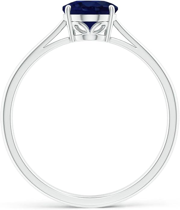Angara Natural Blue Sapphire Solitaire Engagement Ring for Women | Oval Shape Blue Sapphire Ring in 14K Solid Gold/Sterling Silver/Platinum | September Birthday, Gemstone Jewellery Gift
