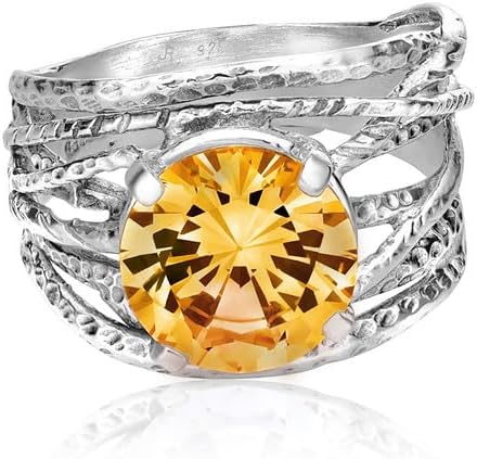 JEAN RACHEL JEWELRY 925 Sterling Silver Ring - Wrap Vintage Design with Prong Set Round Cubic Zirconia - Hypoallergenic, Lead & Nickel Free - Artisan Handcrafted Statement Rings for Women