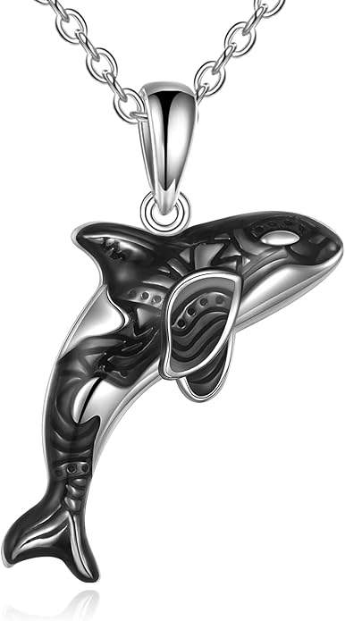 POPLYKE Killer Whale Orca Necklace Sterling Silver Ocean Jewelry Gifts for Women Mom Daughter