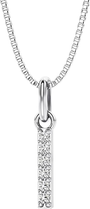 PEORA Letter A to Z Lab Grown Diamond Initial Pendant Necklace in Sterling Silver, F-G Color, VS Clarity, with 18 inch Chain