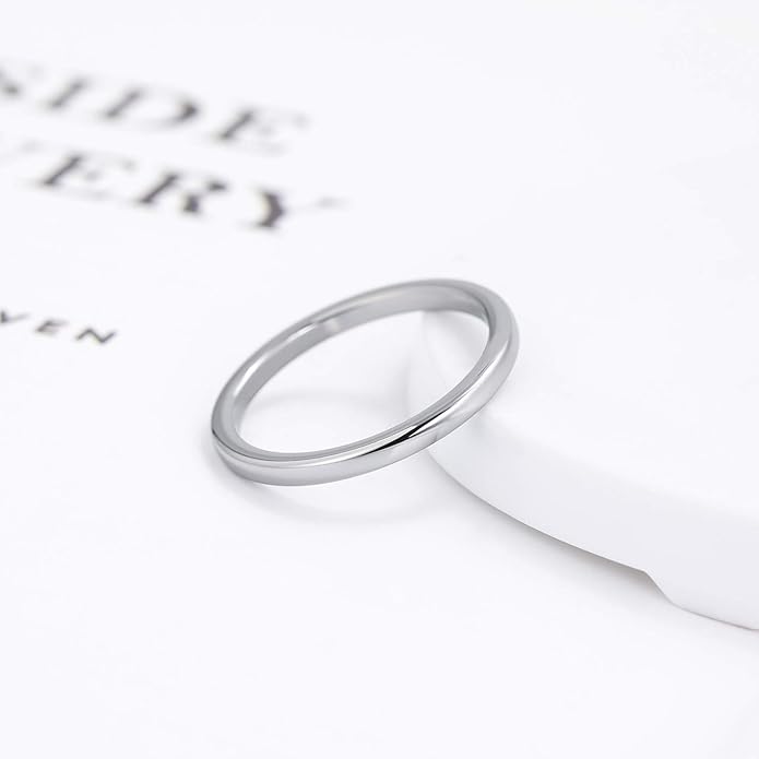 Greenpod 2mm 4mm 6mm Tungsten Wedding Bands Ring for Women Men Rose Gold/Silver/Gold/Black Polished Slim Engagement Promise Rings Comfort Fit Size 4-13