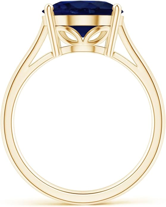 Angara Natural Blue Sapphire Solitaire Engagement Ring for Women | Oval Shape Blue Sapphire Ring in 14K Solid Gold/Sterling Silver/Platinum | September Birthday, Gemstone Jewellery Gift