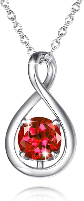 FANCIME Birthstone Necklaces for Women Fine Jewelry Sterling Silver Dainty Infinity Pendant Anniversary Birthday Christmas Gifts for Her Wife Mom Lady Daughter, Chain 16"+2" Extend