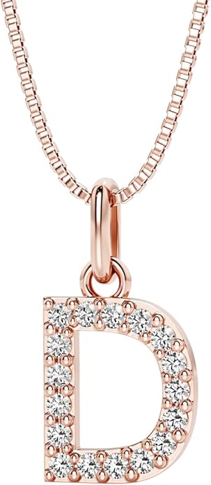 PEORA Letter A to Z Lab Grown Diamond Initial Pendant Necklace in Sterling Silver, F-G Color, VS Clarity, with 18 inch Chain