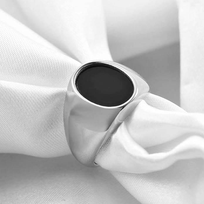 Stainless Steel Round Shape Classical Simple Plain Wedding Engagement Statement Pinky Band Signet Rings for Men Women Size 4-15