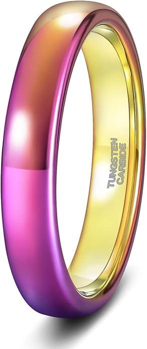 TRUMIUM 2mm 4mm 6mm 8mm Tungsten Wedding Band Ring for Men Women Gold/Rose Gold/Silver Domed High Polish Comfort Fit 4-15